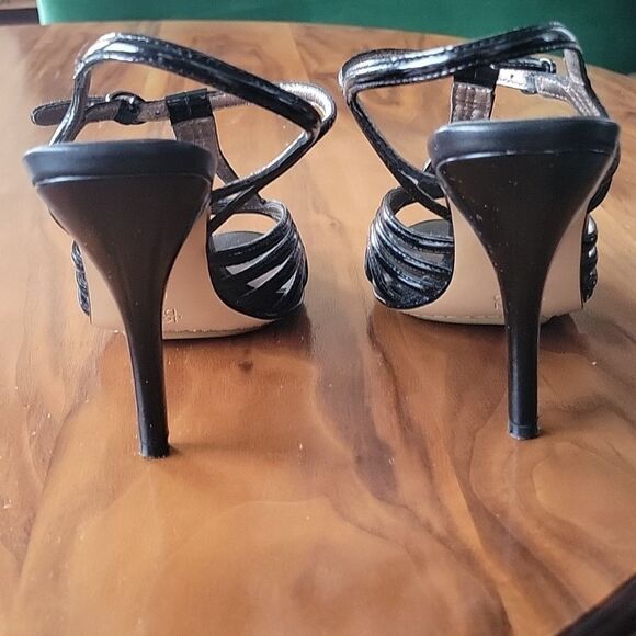Joan David Patent Leather Strappy Peep Toe T Srap Stiletto Heel Sandal Retro 6.5 - Picture 8 of 13